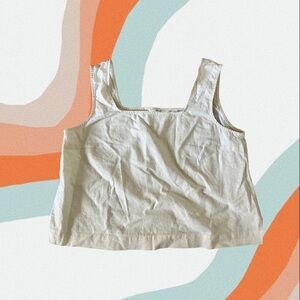 Uniqlo White Sleeveless Linen Tank Top